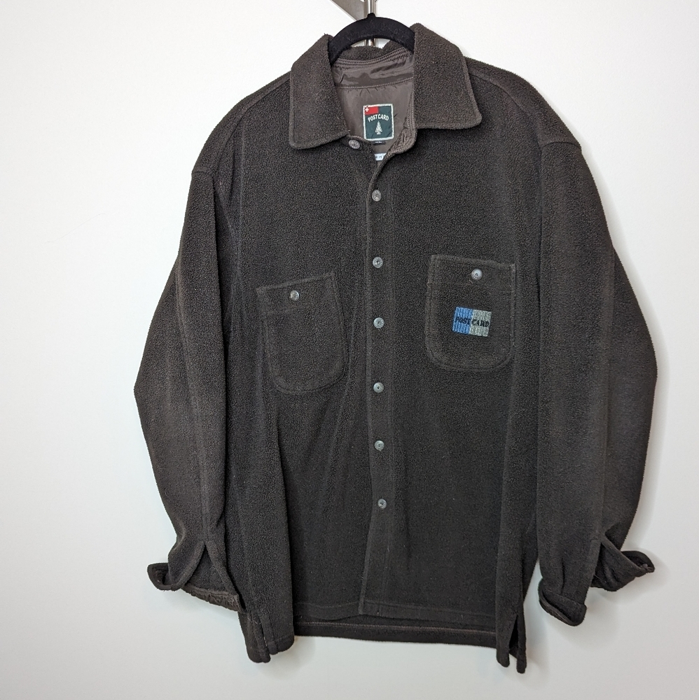 Vintage PostCard Fleece Button Down | Size XL